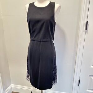 Tibi Black Midi Dress with Lace Accents Size 2